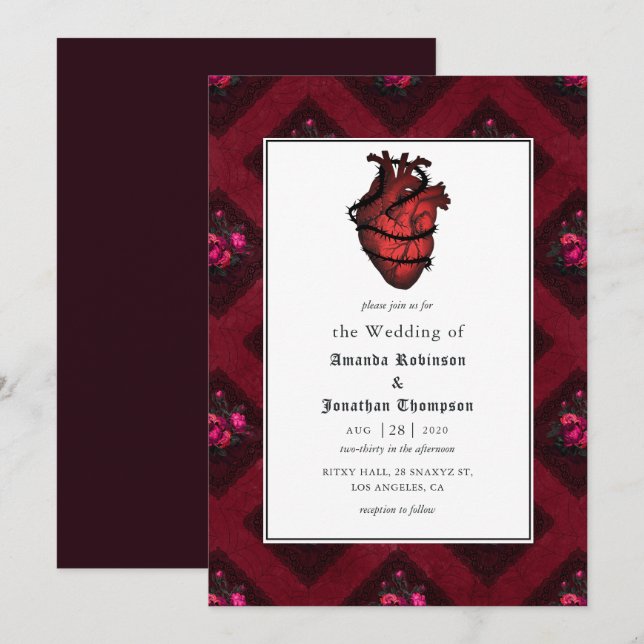 Invitation Mariage gothique lunaire (Devant / Derrière)