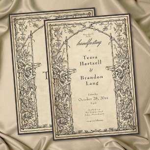 Invitation Mariage gothique médiéval vintage avec parchemin e