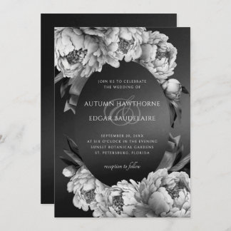 Invitation Mariage gothique Moody White Peonies