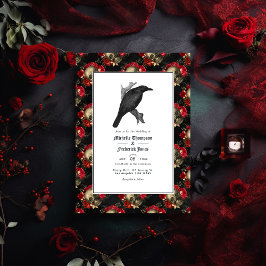 Invitation Mariage gothique noir et Crimson