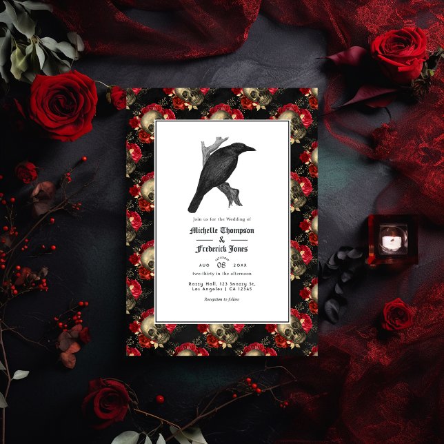 Invitation Mariage gothique noir et Crimson (Créateur téléchargé)
