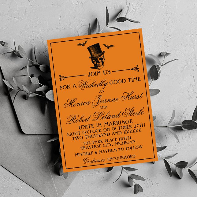 Invitation Mariage gothique noir orange d'Halloween (Créateur téléchargé)