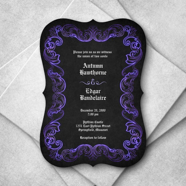Invitation Mariage gothique noir violet (Créateur téléchargé)