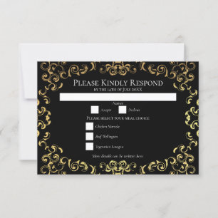 Invitation Mariage gothique or et noir