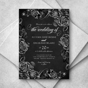 Invitation Mariage gothique Rose noir