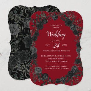 Invitation Mariage gothique Rose rouge et noir