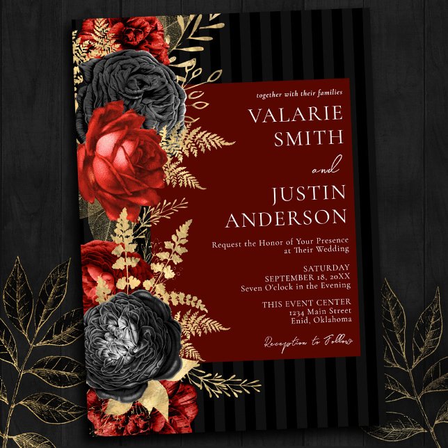 Invitation Mariage gothique rouge et noir (Créateur téléchargé)