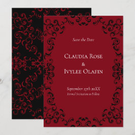 Invitation Mariage gothique rouge et noir