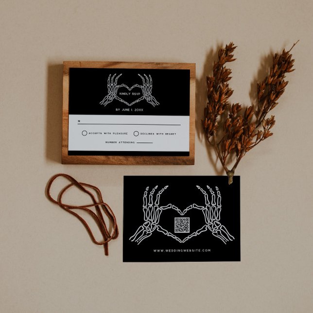 Invitation Mariage gothique Skeleton mains Mariage QR Code RS (Créateur téléchargé)