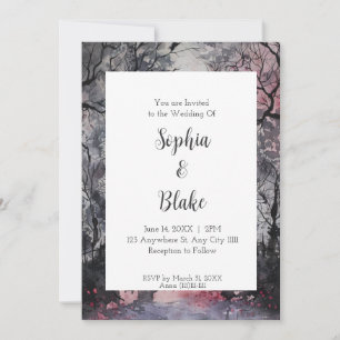Invitation Mariage gothique sous la pleine lune avec un ciel 