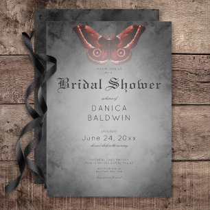 Invitation Mariage gothique sous thème d'eau noire et papillo