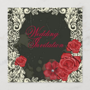 Invitation mariage gothique victorien de la Rose rouge vintag
