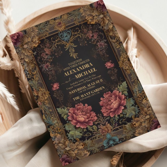 Invitation Mariage gothique victorien floral (Créateur téléchargé)