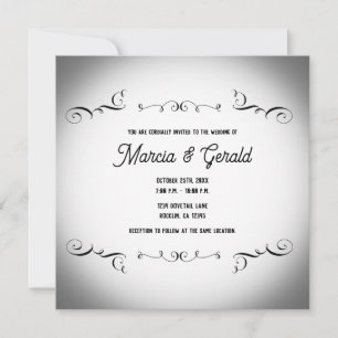 Invitation Mariage gothique Vintage noir et blanc