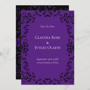 Invitation Mariage gothique violet et noir
