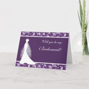 Invitation Mariage gown, damassé sur violet Bridesmaid