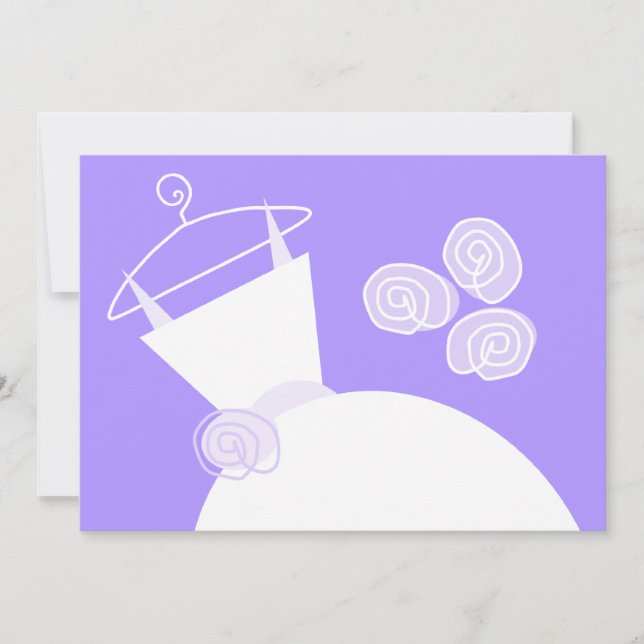 Invitation Mariage Gown Violet douche nuptiale horizontale (Devant)