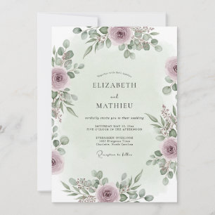 Invitation Mariage gracieux dans la forêt mauve