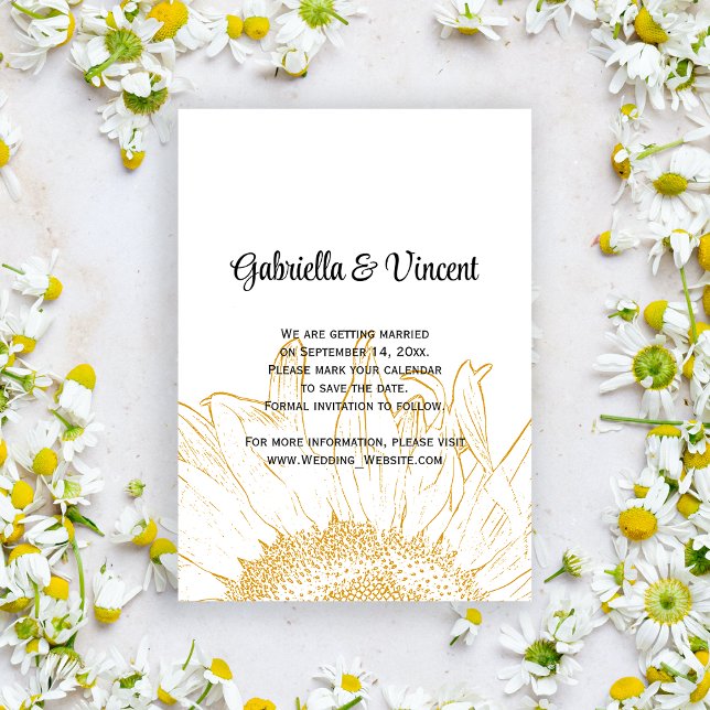 Invitation Mariage graphique de tournesol jaune Enregistrer l (Créateur téléchargé)