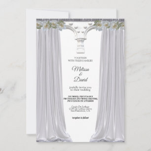Invitation Mariage grec à l'arche florale élégante blanche