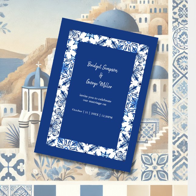 Invitation Mariage grec bleu de Santorin (Créateur téléchargé)