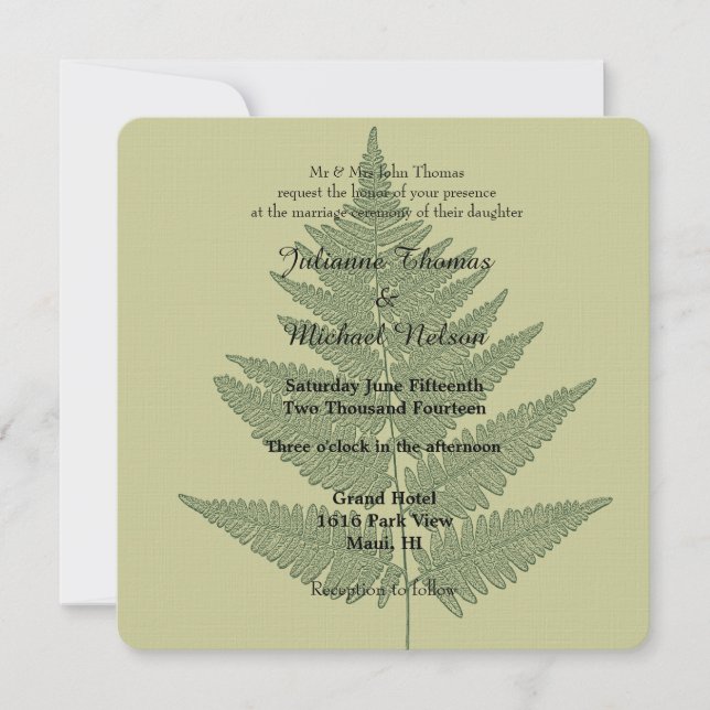 Invitation Mariage Green Fern (Devant)