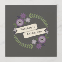 Mariage gris de guirlande florale pourpre