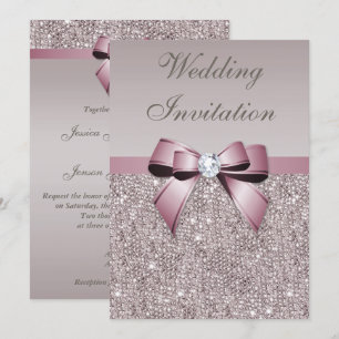 Invitation Mariage gris mauve d'arc de diamants de paillettes