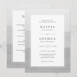 Invitation Mariage gris moderne tout en un