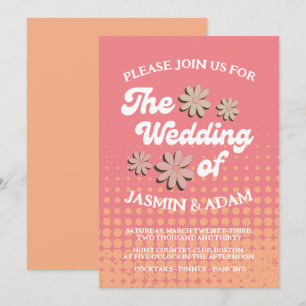 Invitation Mariage Groovy Fleur de Daisy Rose Rétro