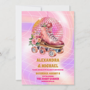 Invitation Mariage Groovy Rétro au Patin à Roulettes