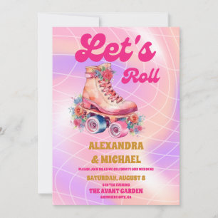 Invitation Mariage Groovy Retro au Patin à Roulettes