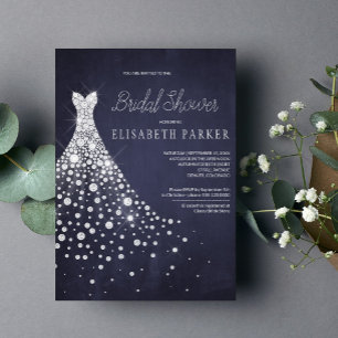 Invitation Mariage habit Marine Blue Chalkboard Fête des mari