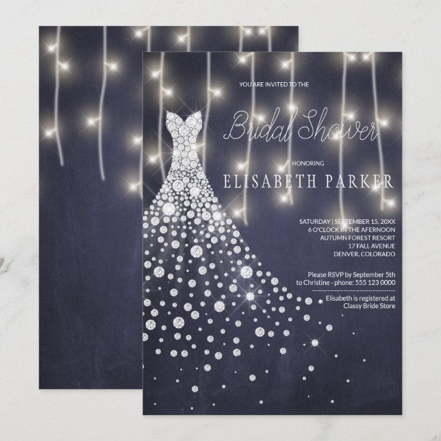 Invitation Mariage habit Marine Chalkboard Fête des mariées d (Devant / Derrière)