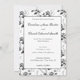 Invitation Mariage Halloween Floral Gothique Élégant