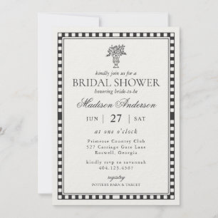 Invitation Mariage Harlequin Noir à carreaux pour la douche d