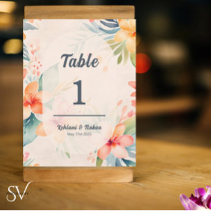 Invitation Mariage hawaïen Numéro de tableau Décor