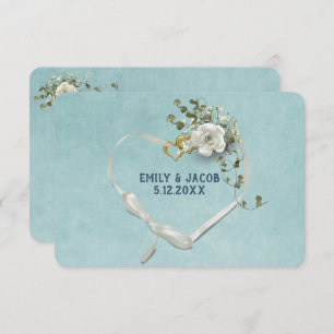 Invitation Mariage Heart RSVP Sur Aqua