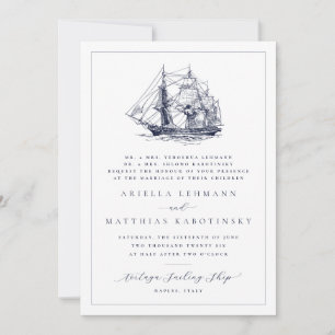Invitation Mariage hébreu à deux côtés du navire nautique