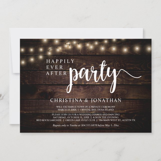 Invitation Mariage heureux après la fête d'élopement, guirlan (Devant)