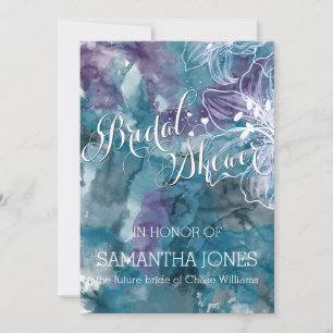 INVITATION MARIAGE HIBISCUS EN COULEUR D'EAU BLEU