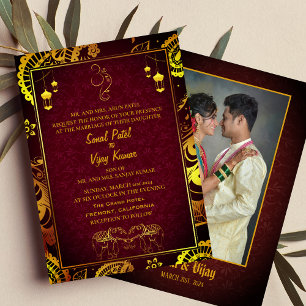 Invitation Mariage hindou indien avec deux images et Ganesha