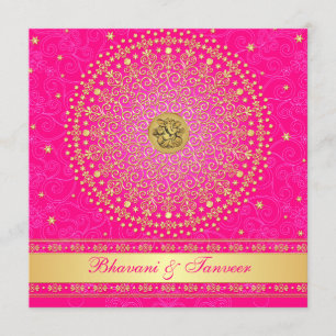 Invitation Mariage Hindu Ganesh Rose, Or Défilés