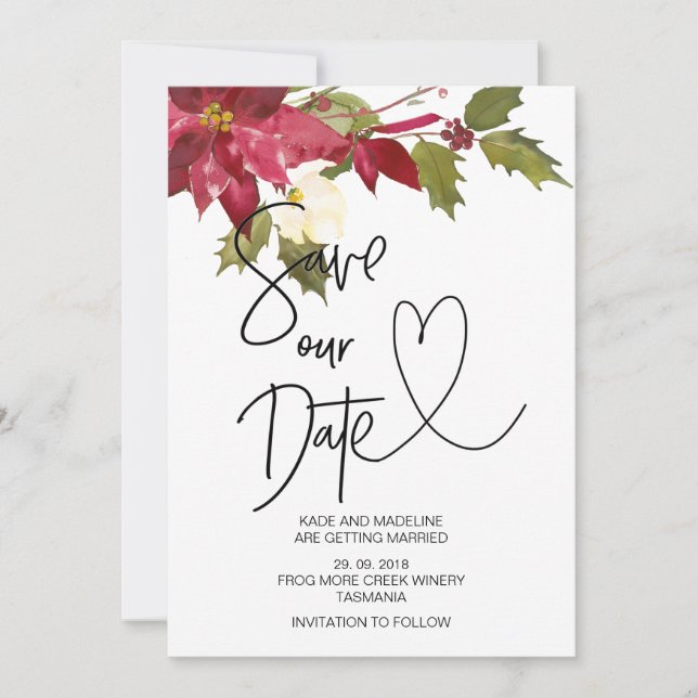 Invitation Mariage Hiver Sauvegarder Notre Date Noël (Devant)