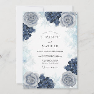 Invitation Mariage hivernal arctique au bleuet