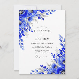 Invitation Mariage hivernal arctique bleu royal