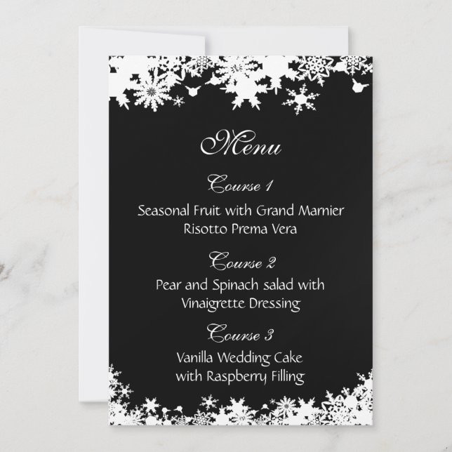 Invitation Mariage hivernal aux flocons noirs (Devant)