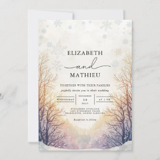 Invitation Mariage hivernal de la branche gelée