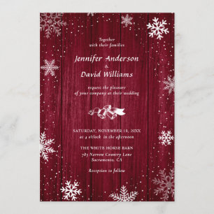 Invitation Mariage hivernal de la flamme des neiges en Bourgo