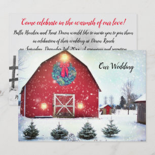 Invitation Mariage hivernal de la maison rouge personnalisée